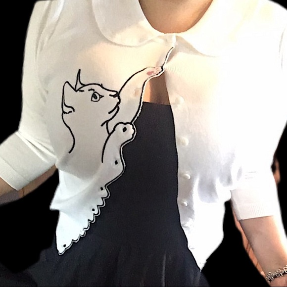 Banned Apparel Sweaters - Banned Apparel Scalloped Cat Cardigan